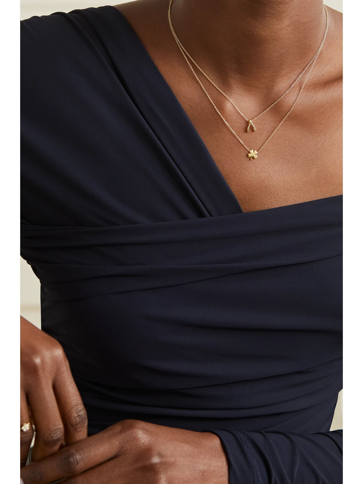 Image of Necklaces. Product name - Mini Clover 18-karat Gold Necklace in Multi colour by brand - Jennifer Meyer