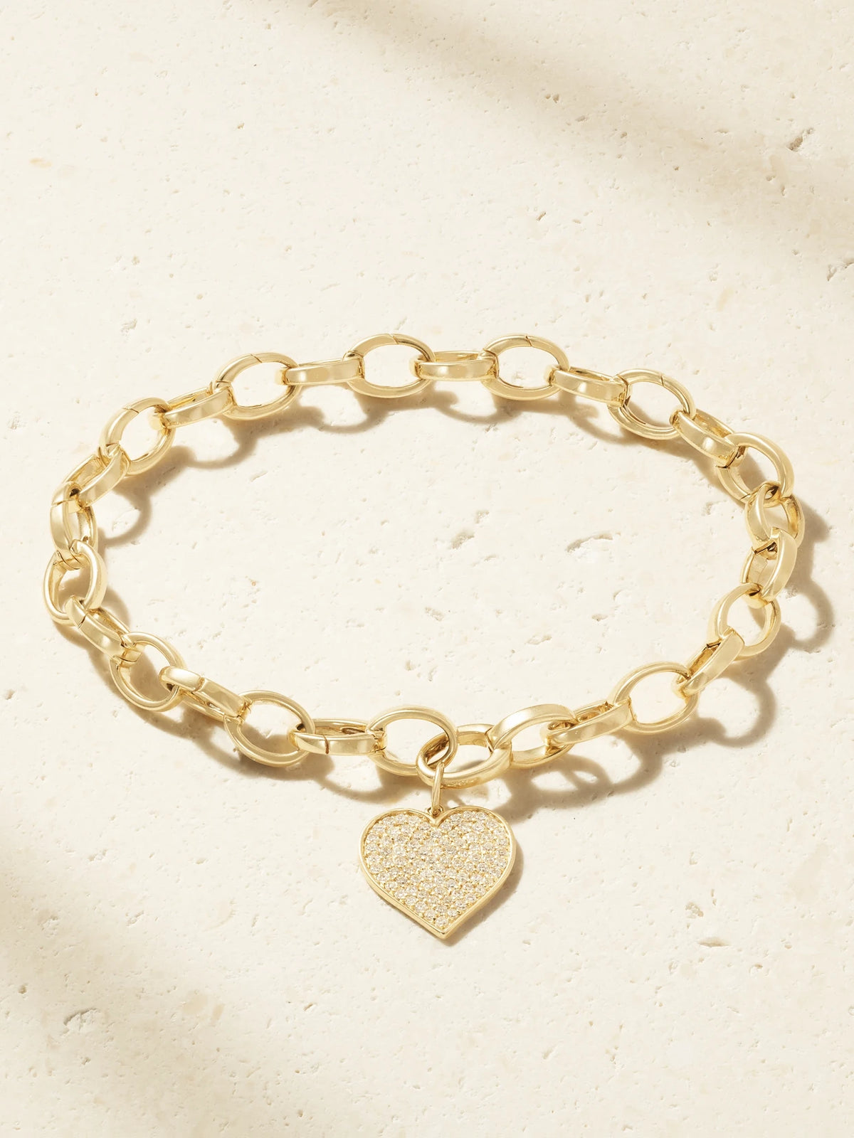 Heart 14-karat Gold Diamond Bracelet
