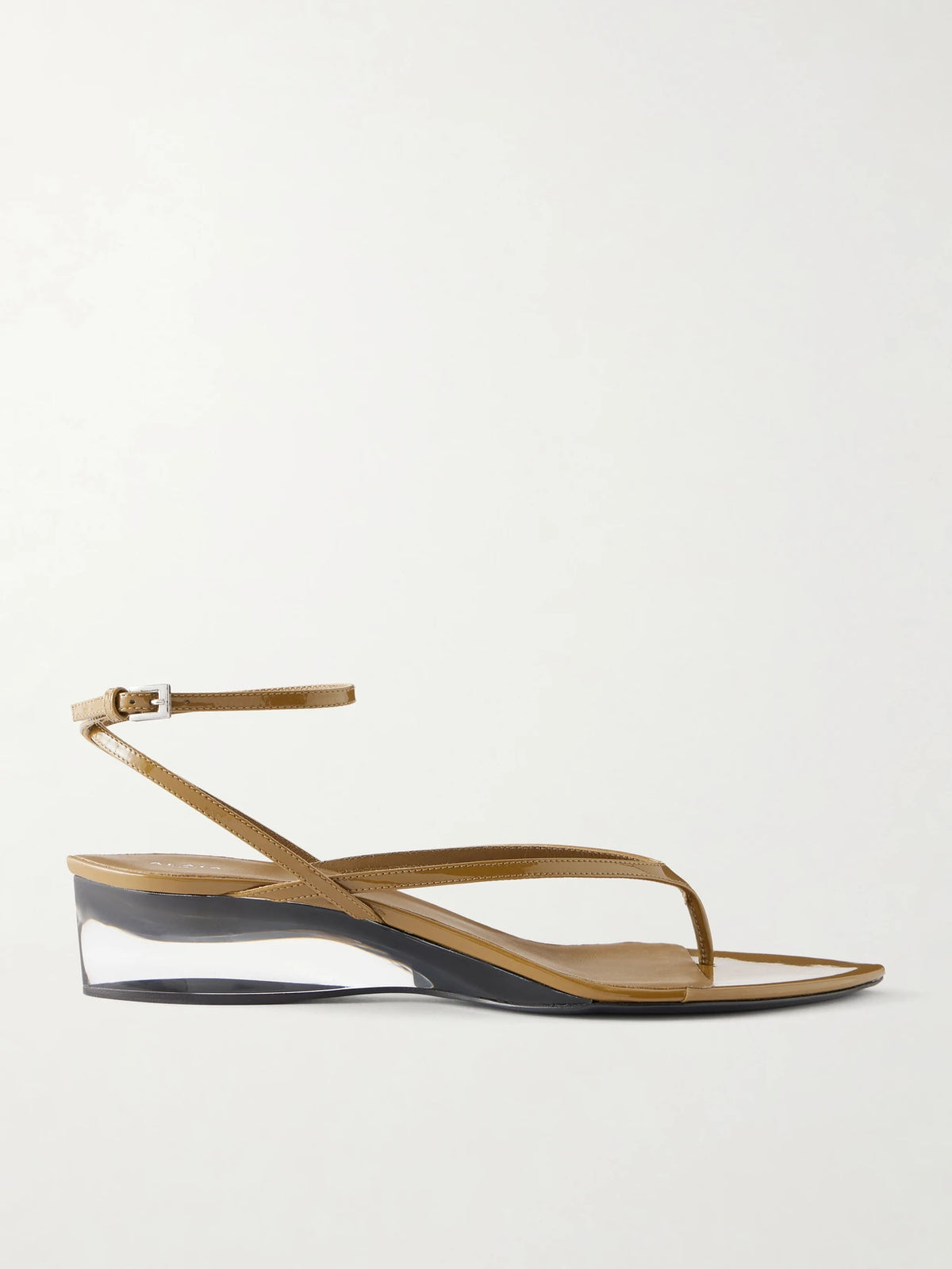 Patent Leather And Plexiglass Wedge Sandals