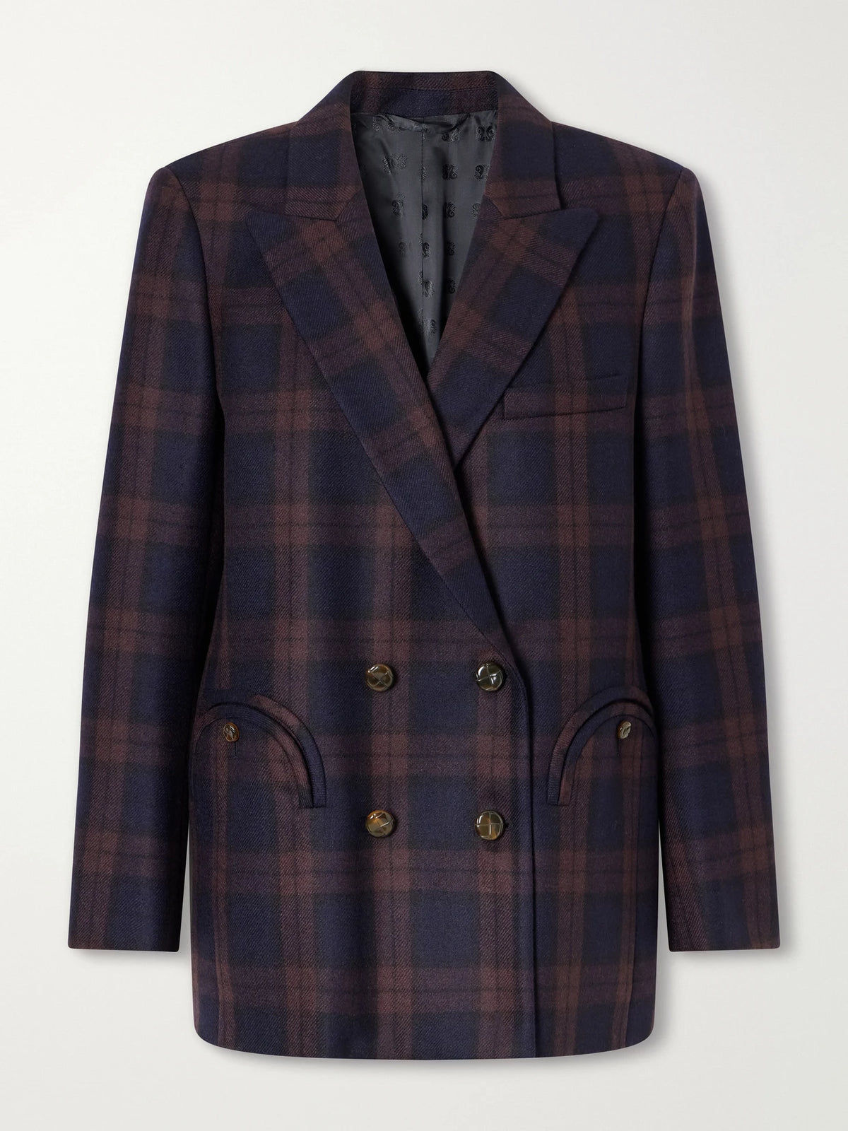 BLAZÉ Milano Everynight Checked Double-breasted Wool Blazer