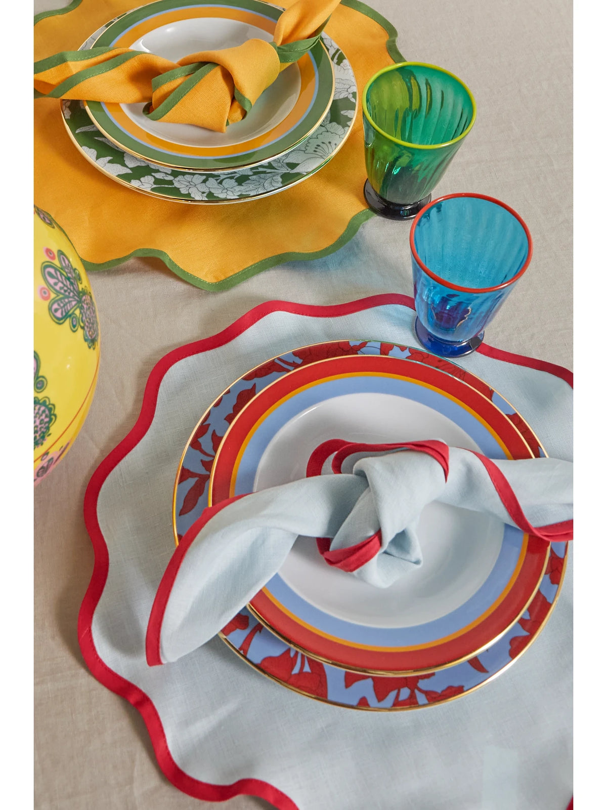 Image of Tableware. Product name - Set Of Four Large Linen Napkins in Red colour by brand - La DoubleJ