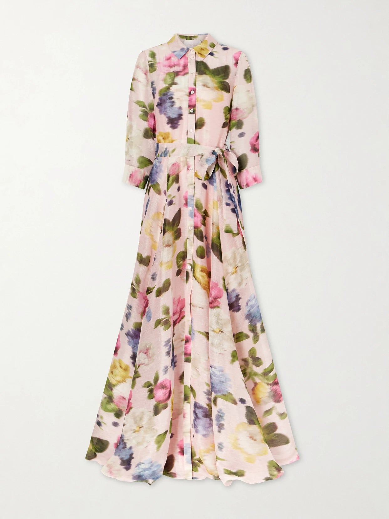 Floral-print Linen And Silk-blend Gown