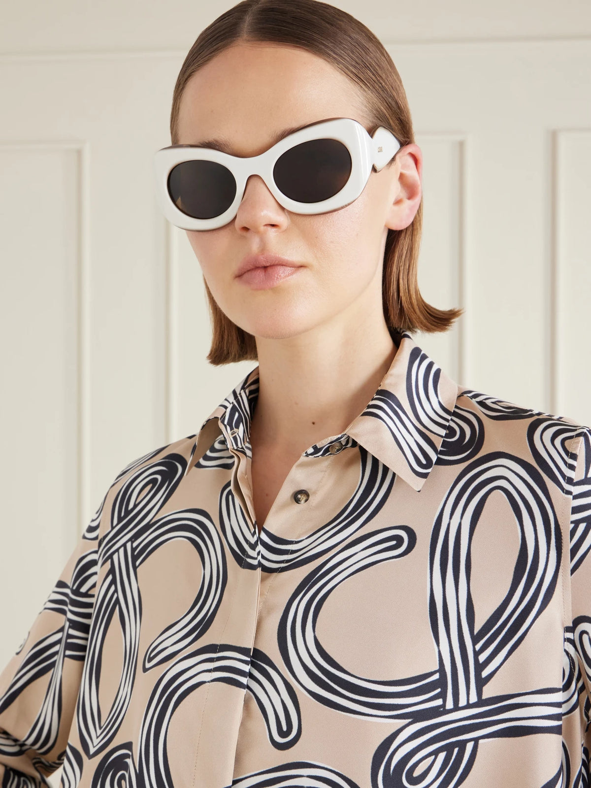 Image of Sunglasses. Product name - + Paula's Ibiza Rounded-frame Acetate Sunglasses in White colour by brand - Loewe