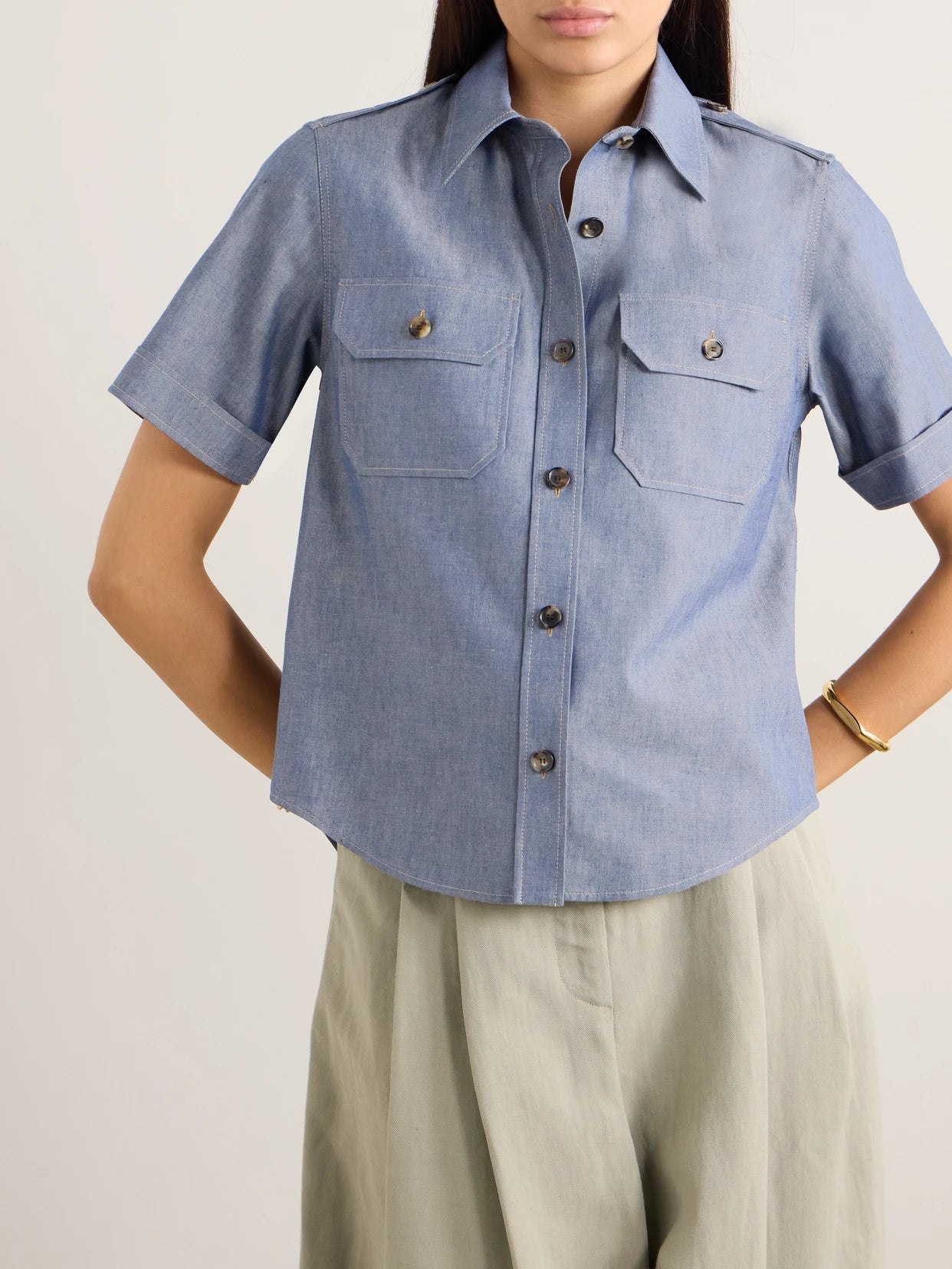 Annalisa Cotton And Cashmere-blend Chambray Shirt