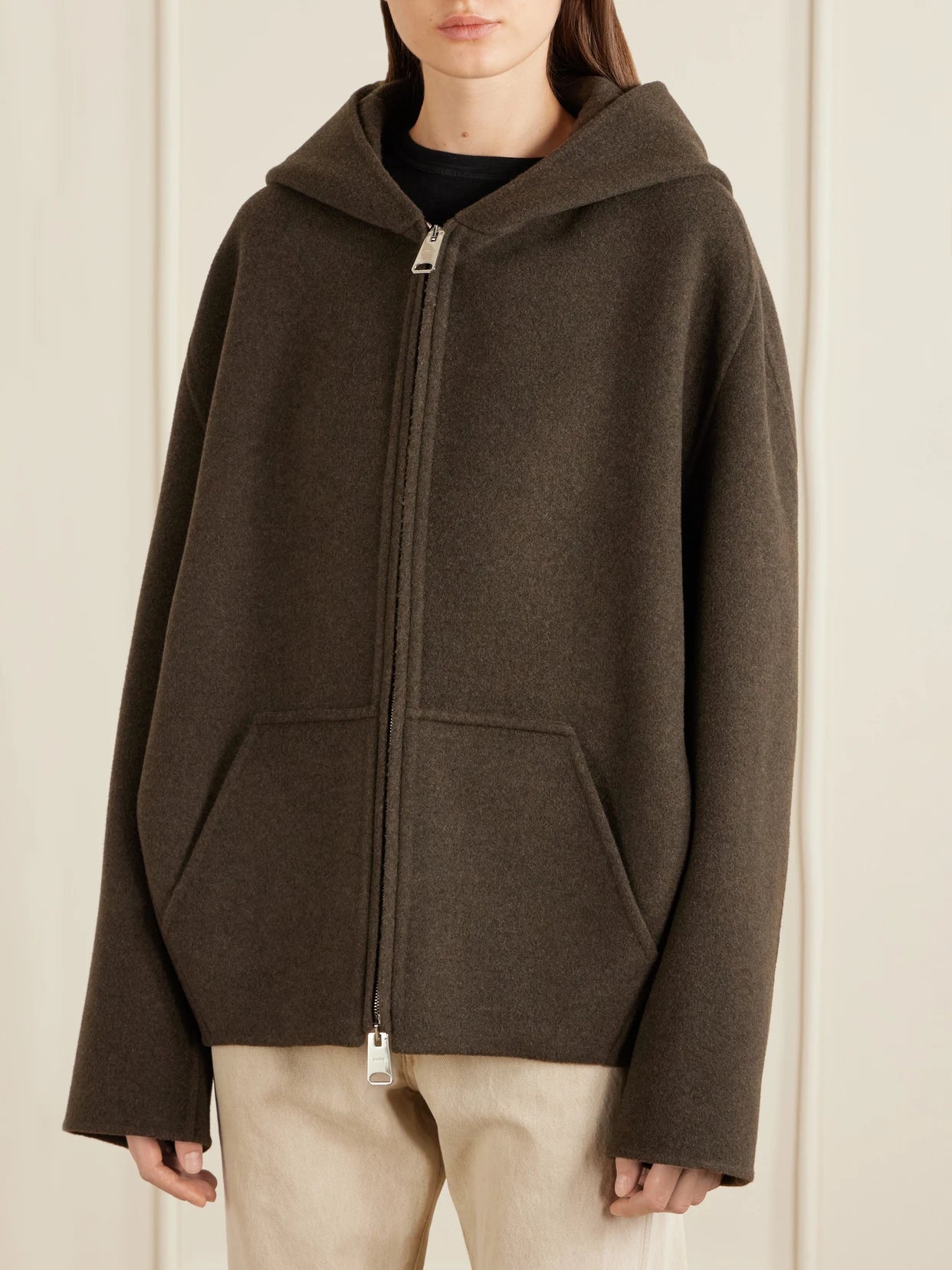 Dolem Hooded Wool Zip-up Jacket