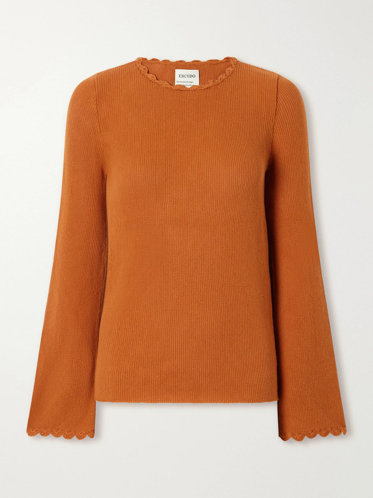 ESCVDO Bernabe Scalloped Ribbed Cotton Sweater
