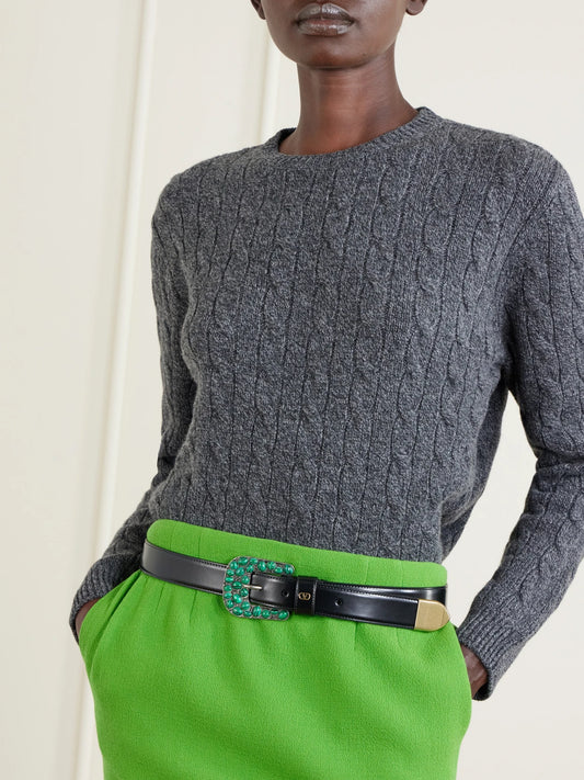 Vlogo Embellished Leather Belt