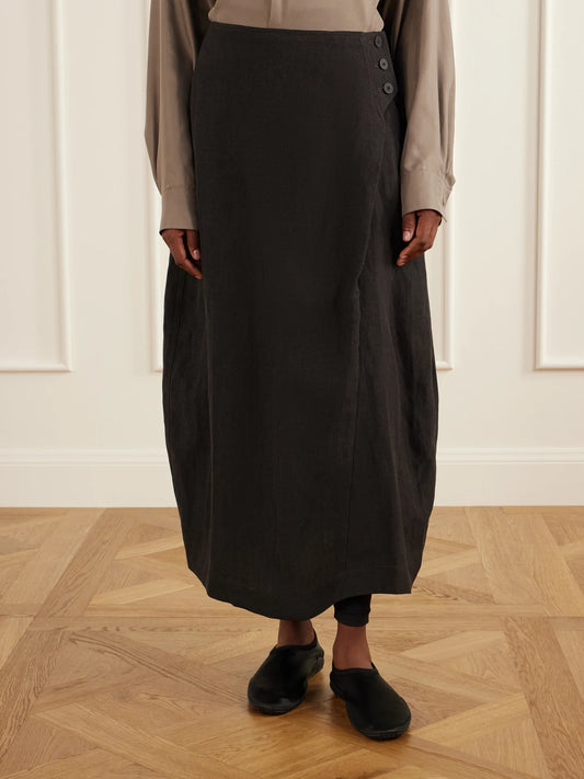 Studio Nicholson Pleated Woven Midi Skirt