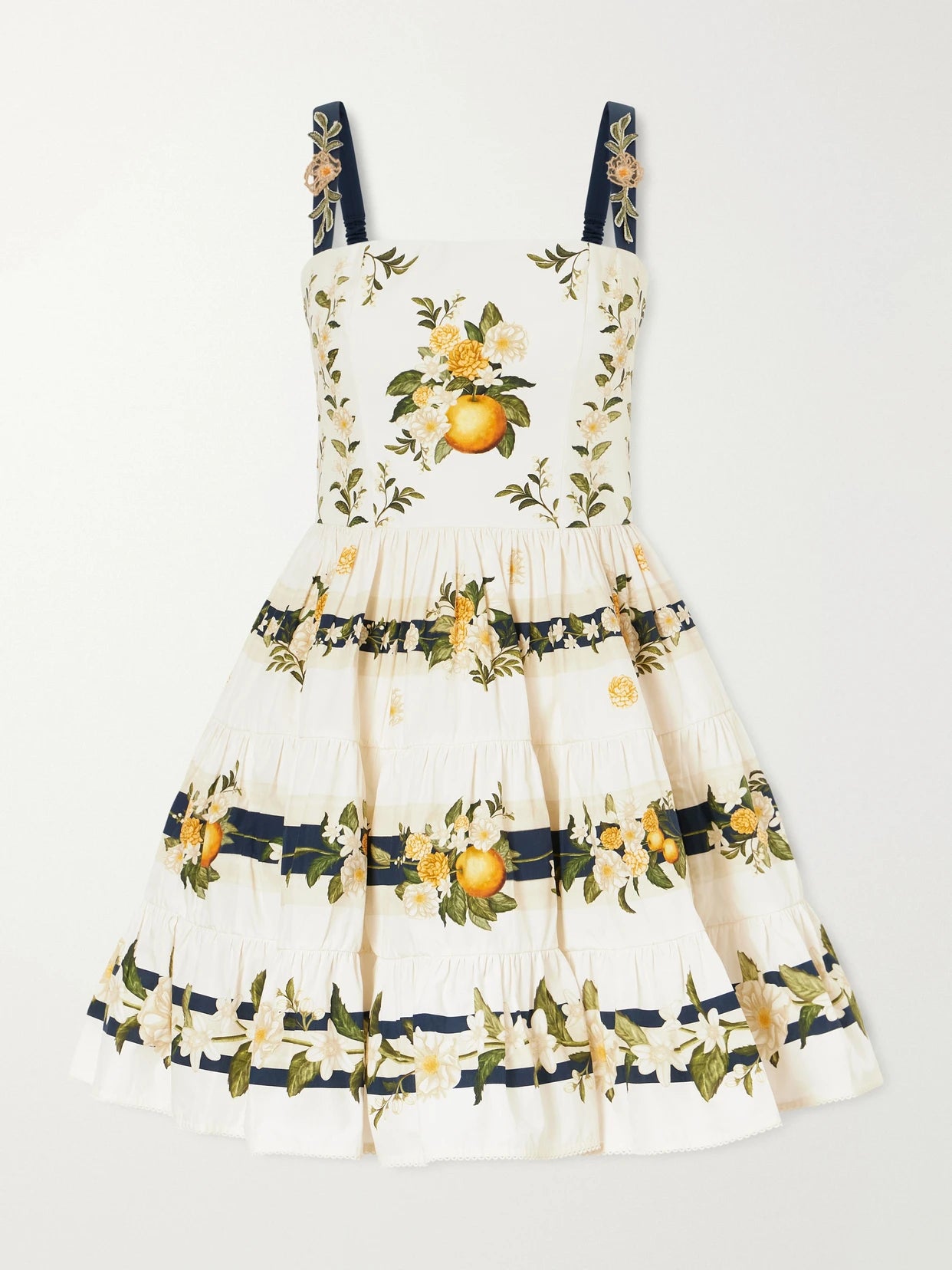 Image of Dresses. Product name - Lima Floral-printed Cotton Mini Dress in Cream colour by brand - Agua by Agua Bendita