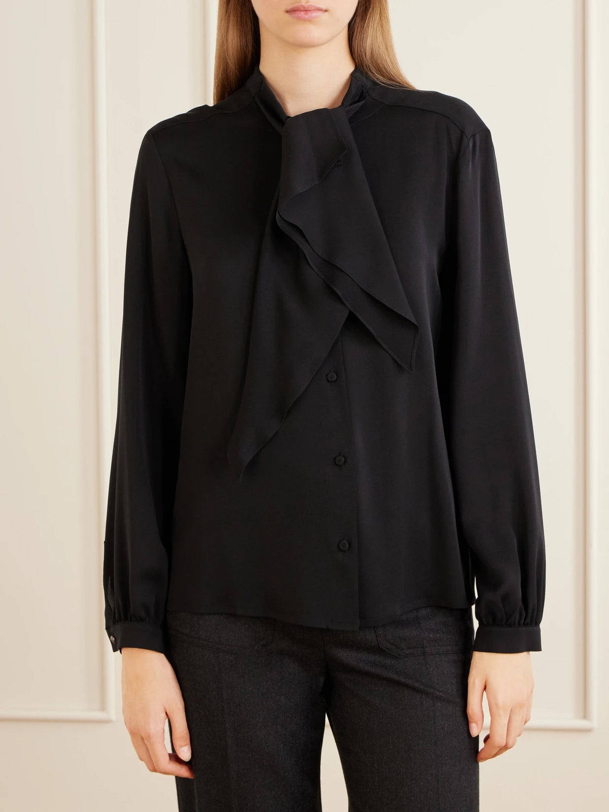 Max Mara Leccio Bow-detail Silk-crepon Blouse