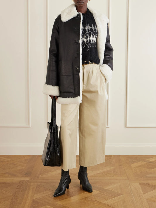 Image of Coats & Jackets. Product name - Blake Shearling Jacket in Black colour by brand - Altuzarra