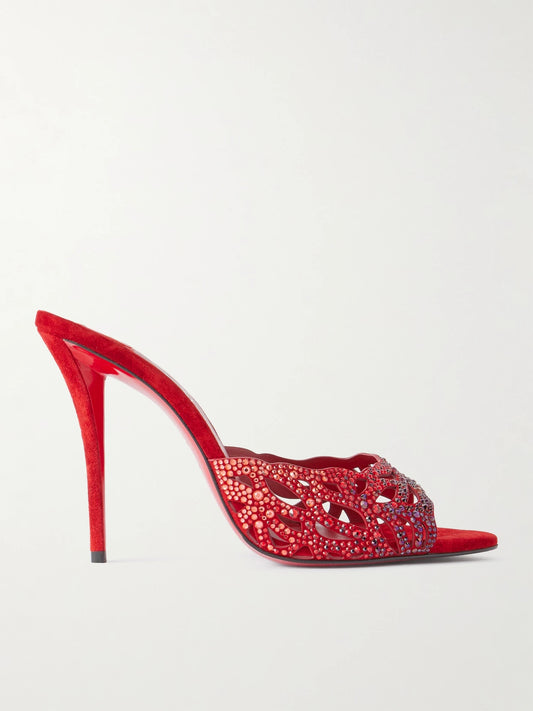 Lasera 100 Cutout Crystal-embellished Suede Sandals