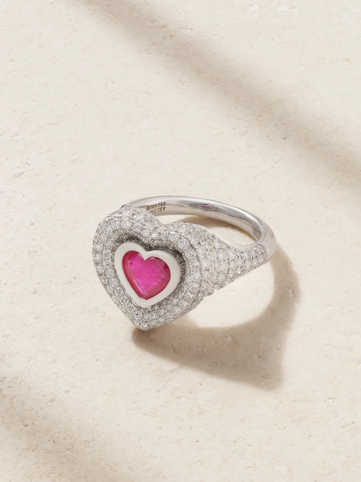 Manaal 2.0 18-karat White Gold, Diamond, Ruby And Enamel Ring