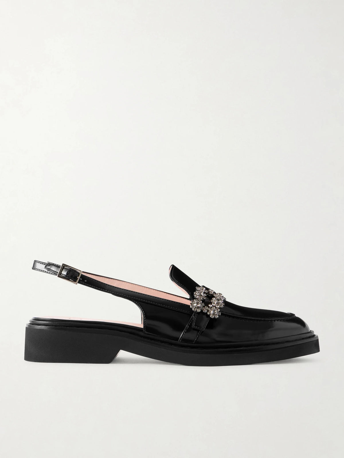 Viv Rangers Crystal-embellished Leather Slingback Loafers