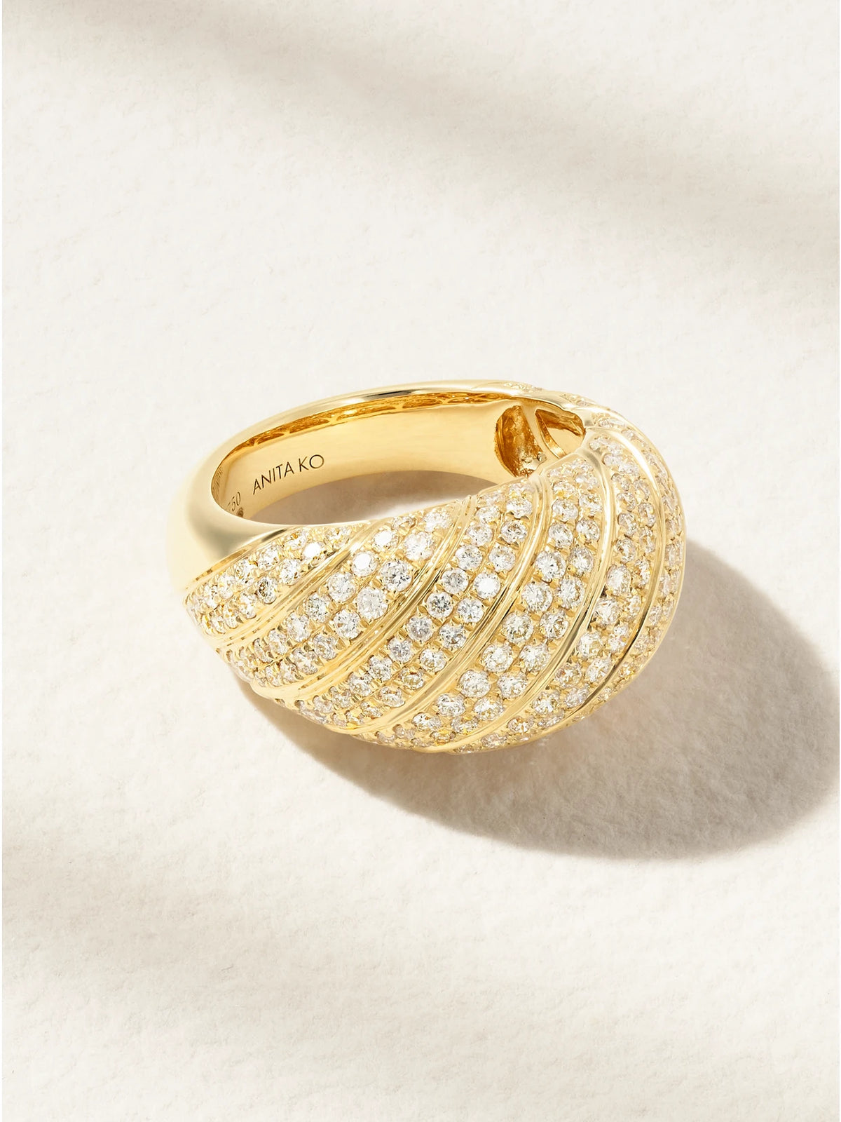 Domed 18-karat Gold Diamond Ring