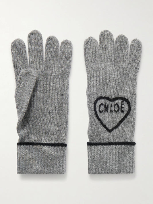 Embroidered Wool And Cashmere-blend Gloves