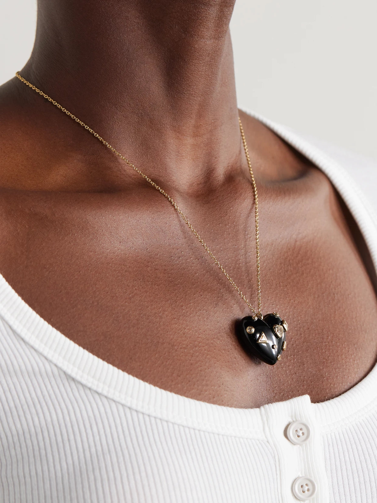 Image of Necklaces. Product name - 9-karat Gold, Onyx And Topaz Necklace in Multi colour by brand - Yvonne Léon
