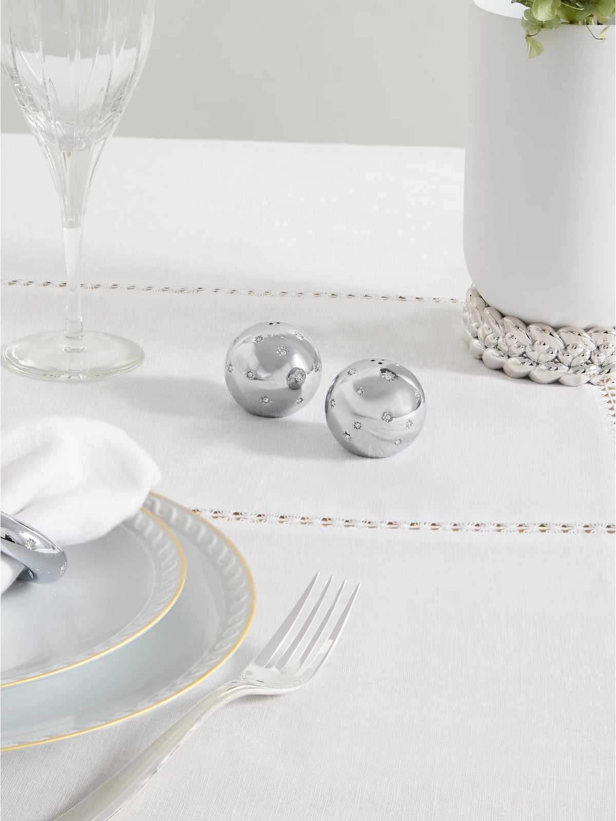 Image of Tableware. Product name - Stars Swarovski Crystal-embellished Platinum-plated Salt And Pepper Shakers in Multi colour by brand - L'Objet