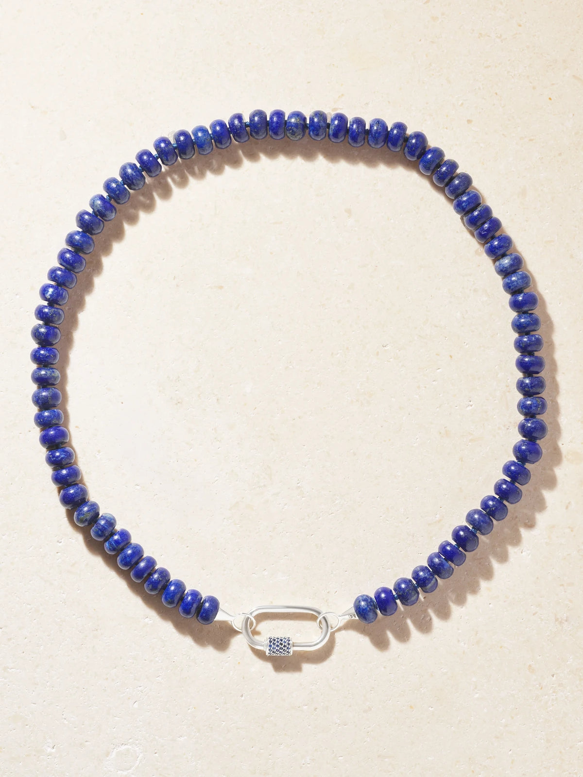 Marla Aaron Rondelle Strand + Stoned Medium Lock 14-karat White Gold, Sapphire And Turquoise Necklace