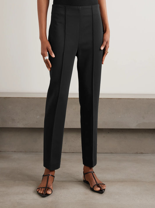 Pintucked Grain De Poudre Skinny Pants