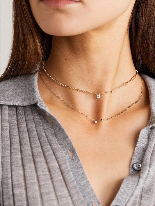 Image of Necklaces. Product name - 18-karat Gold Diamond Necklace in Multi colour by brand - Yvonne Léon