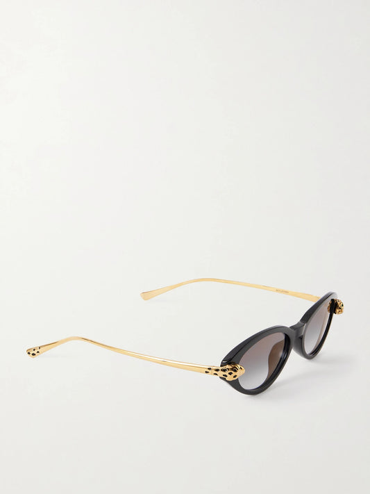 Panthère De Cartier Oval-frame Acetate And Gold-tone Sunglasses
