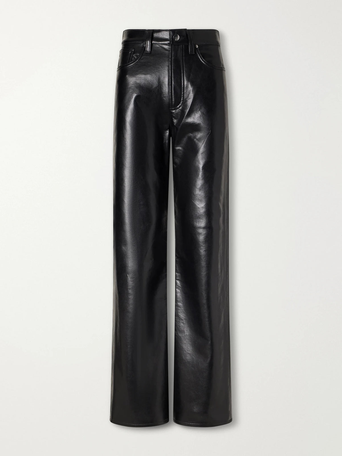 AGOLDE Verica Leather-blend High-rise Wide-leg Jeans