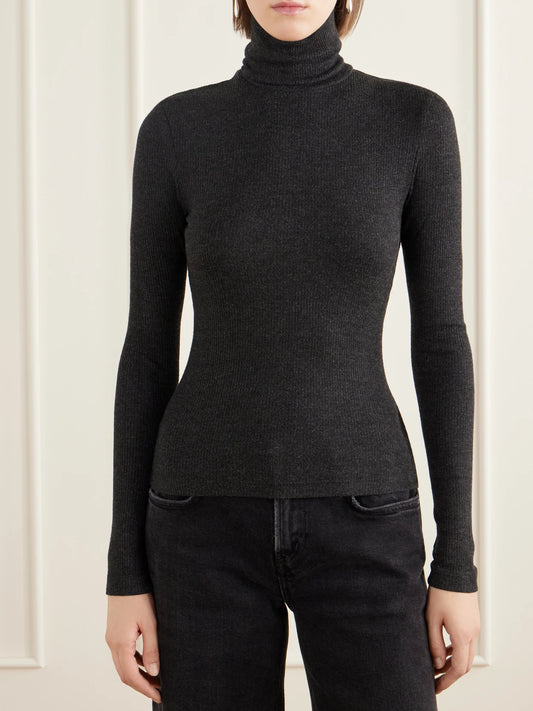 Citizens of Humanity Caradene Ribbed Jersey Turtleneck Top
