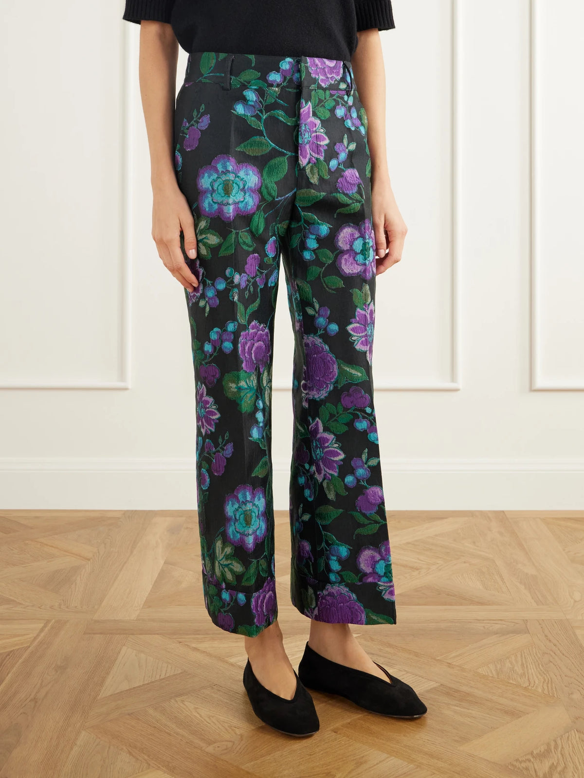 La DoubleJ Hendrix Floral-jacquard Straight-leg Pants