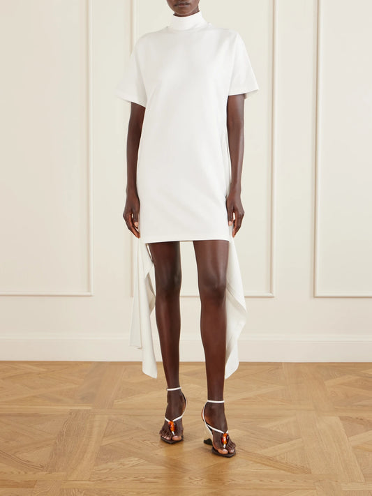 Image of Dresses. Product name - Cotton-blend Jersey Mini Dress in White colour by brand - Alaïa