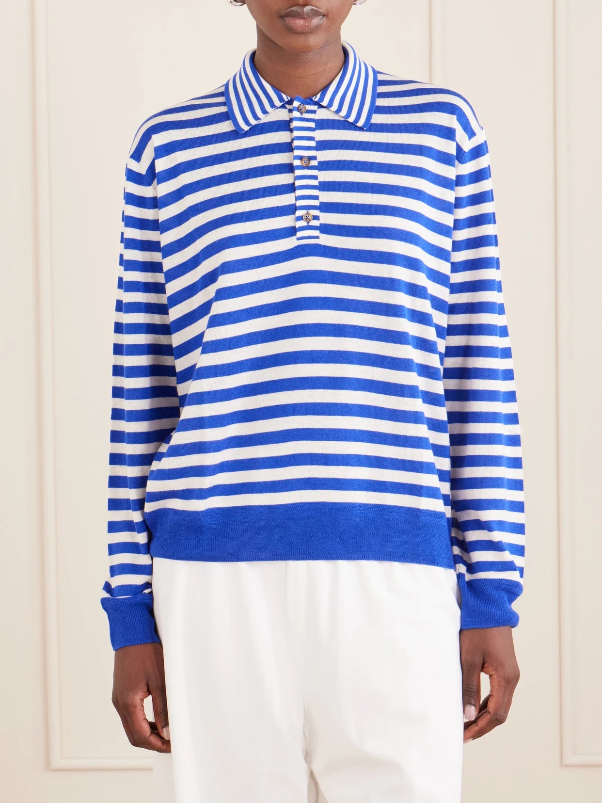 Ben Striped Silk, Wool And Cashmere-blend Polo Sweater