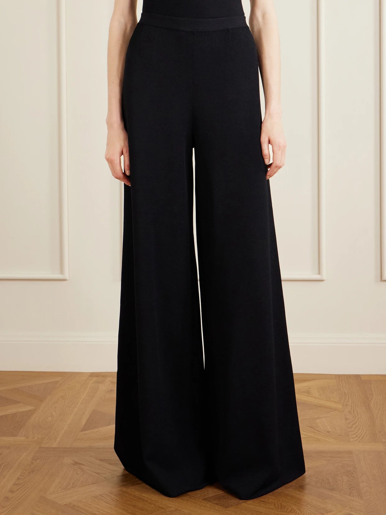 Stretch-jersey Mid-rise Wide-leg Pants