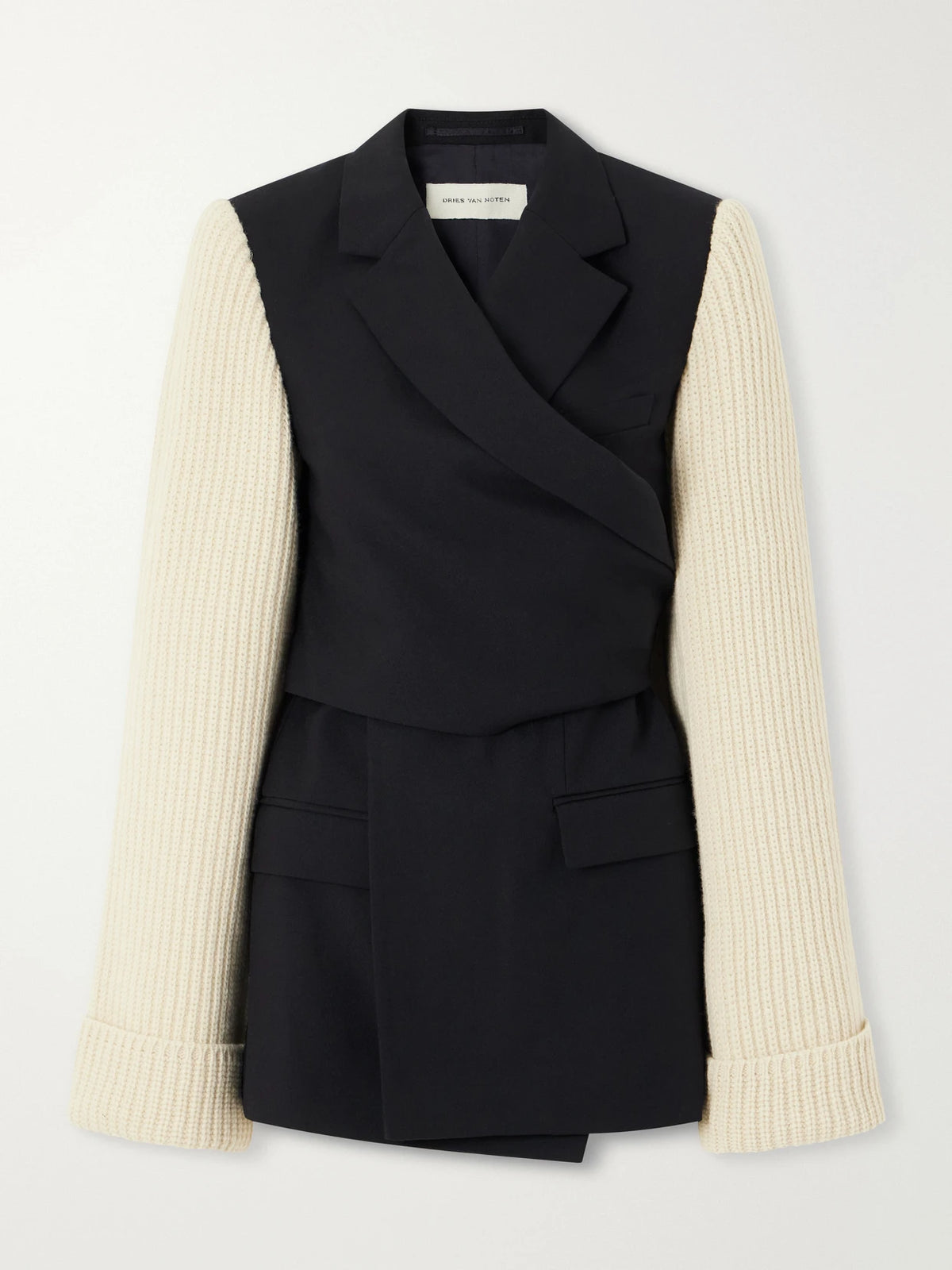 Dries Van Noten Ribbed Wool And Cashmere-blend Trimmed Wool-twill Jacket