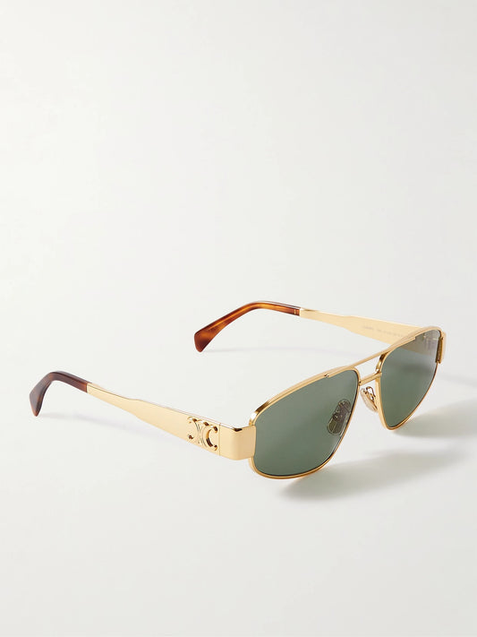 Triomphe Aviator-style Gold-tone And Acetate Sunglasses