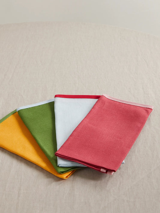 Set Of Four Large Linen Napkins
