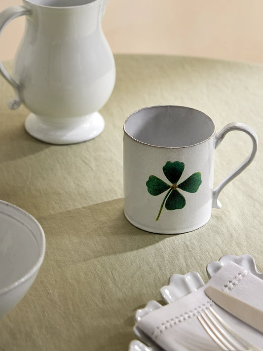 Image of Tableware. Product name - + John Derian Clover Glazed Ceramic Mug in White colour by brand - Astier De Villatte