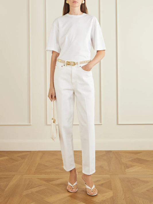 Image of Jeans. Product name - 80s High-waist Straight-leg Jeans in White colour by brand - AGOLDE