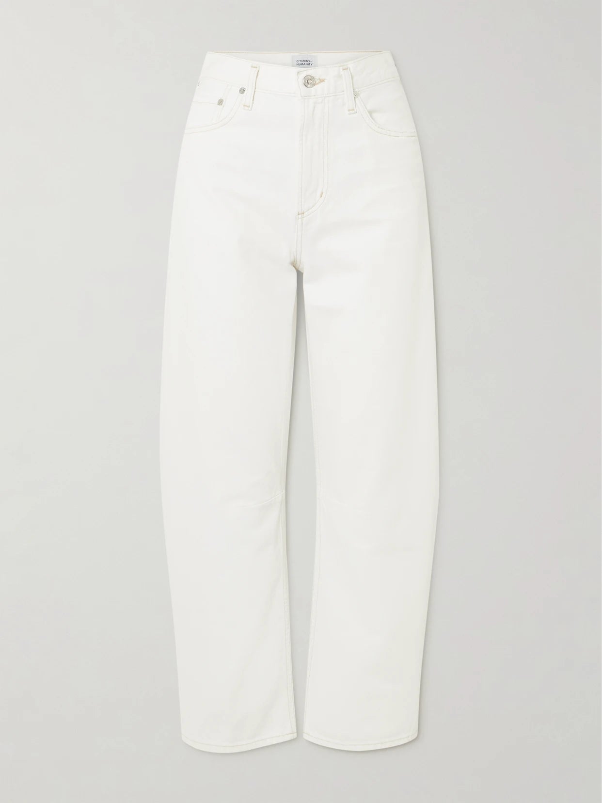 Image of Jeans. Product name - Miro Relaxed High-rise Barrel-leg Jeans in White colour by brand - Citizens of Humanity