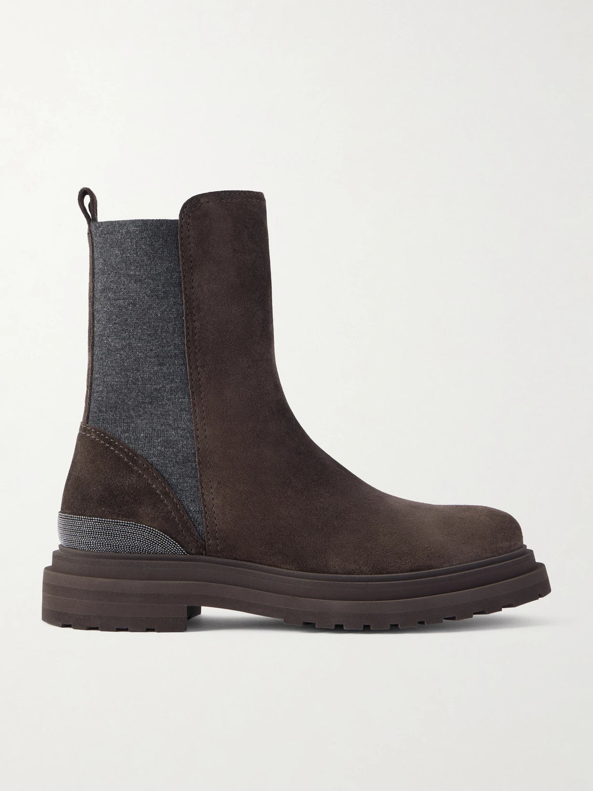 Bead-embellished Suede Chelsea Boots