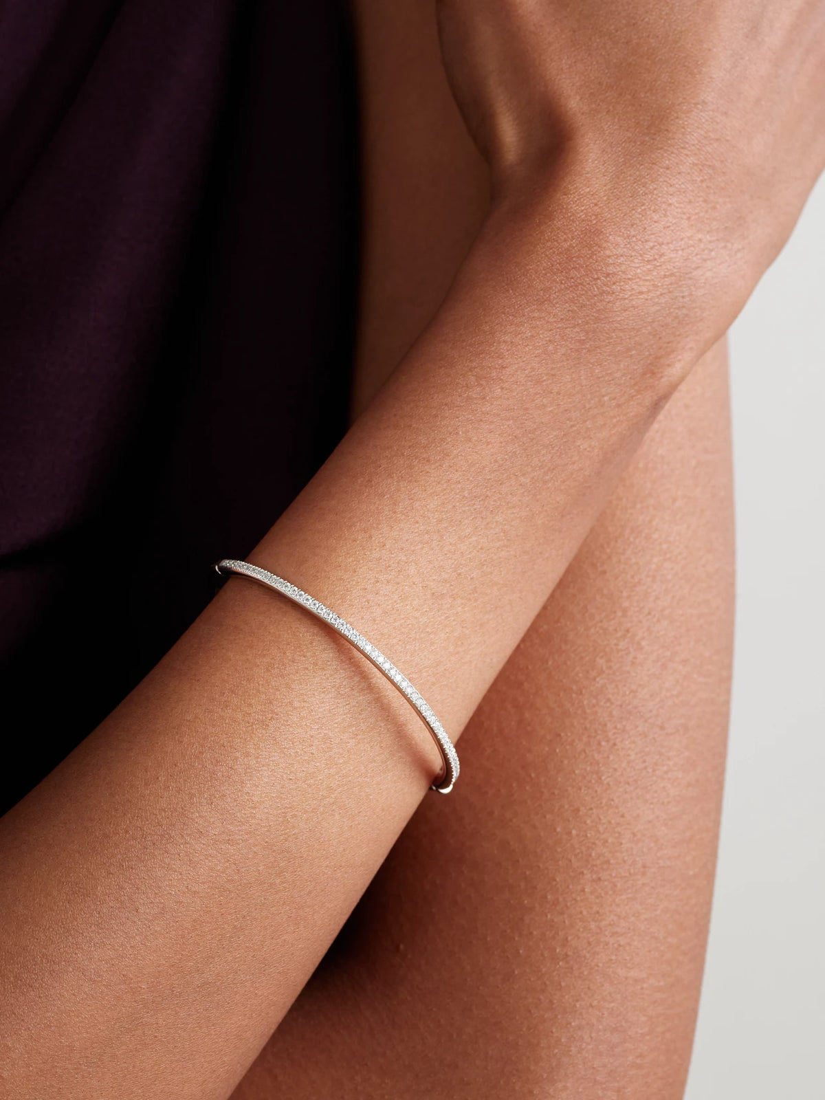 Image of Bracelets. Product name - Db Classic 18-karat White Gold Diamond Bangle in Multi colour by brand - De Beers London