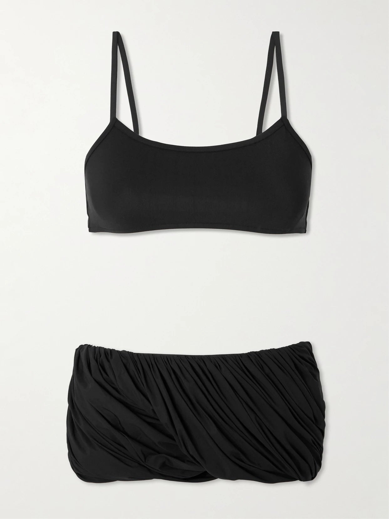 Image of Swimwear. Product name - Twisted Ruched Bikini in Black colour by brand - Alaïa