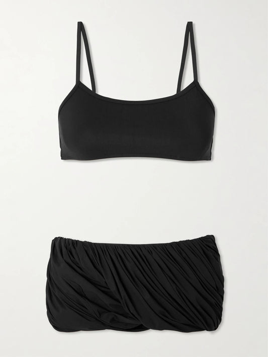 Image of Swimwear. Product name - Twisted Ruched Bikini in Black colour by brand - Alaïa
