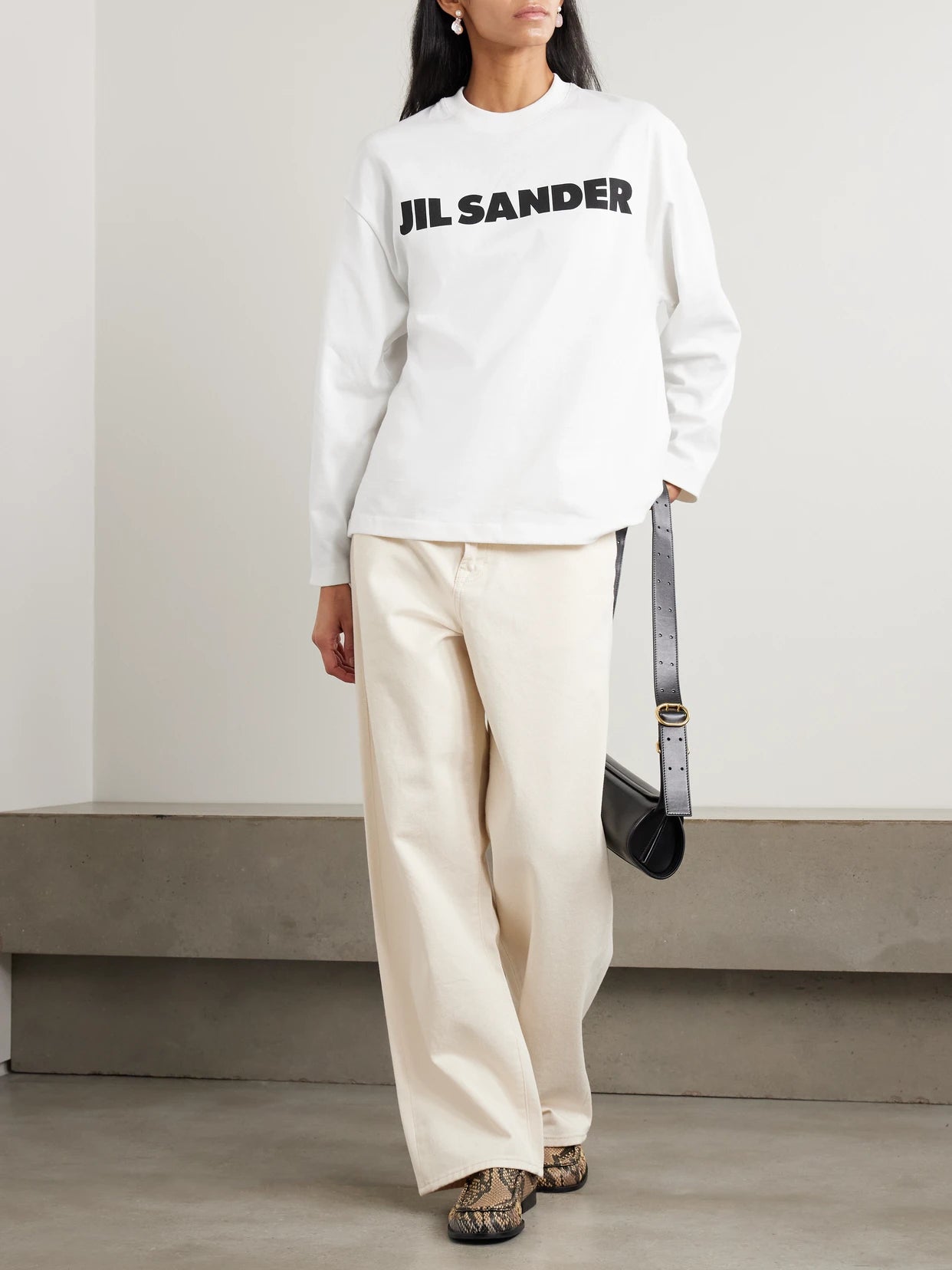 Image of Sleepwear & Loungewear. Product name - Printed Cotton-jersey Sweatshirt in White colour by brand - Jil Sander