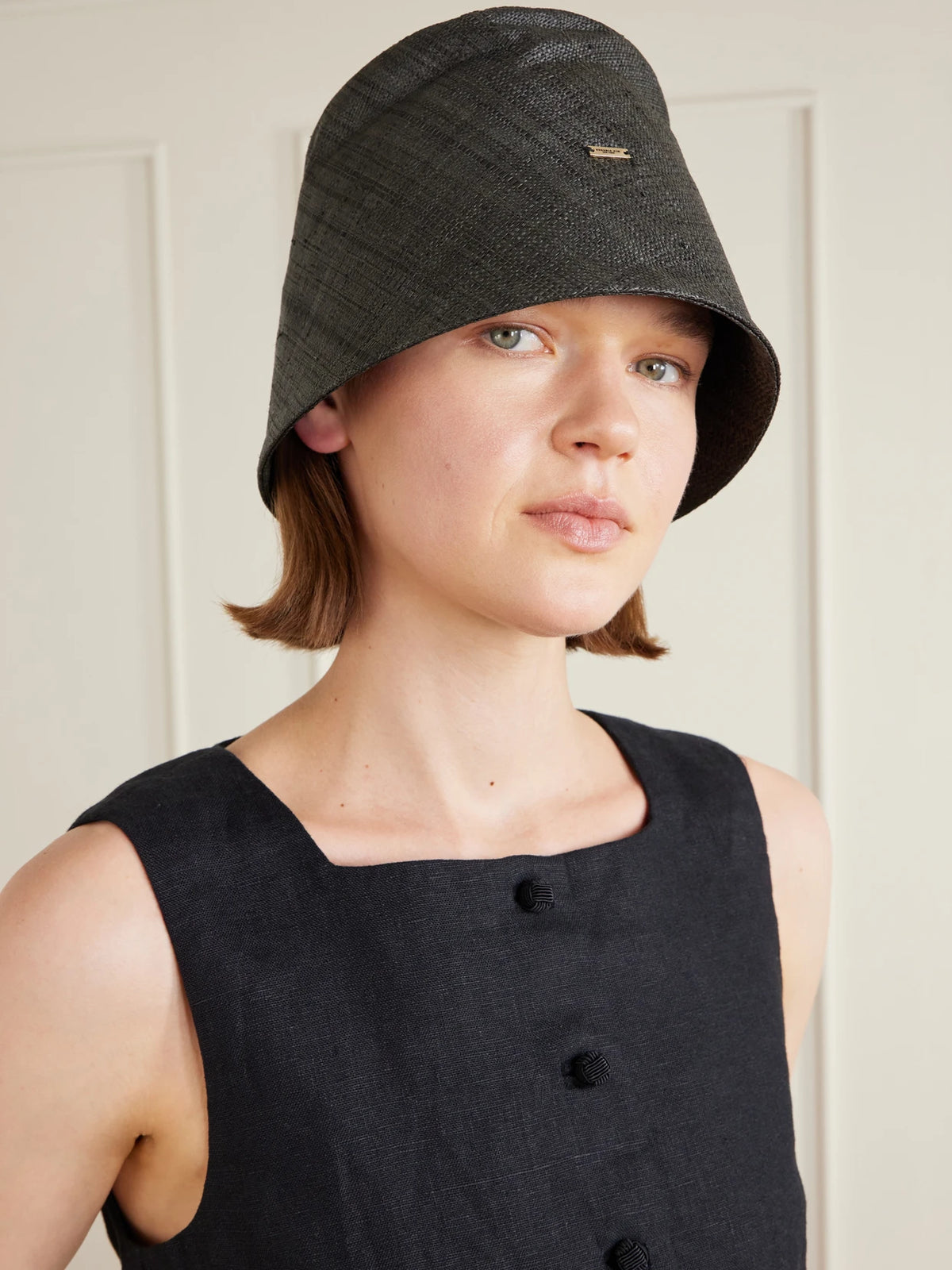 Image of Hats. Product name - Ella Raffia Hat in Navy colour by brand - Eugenia Kim