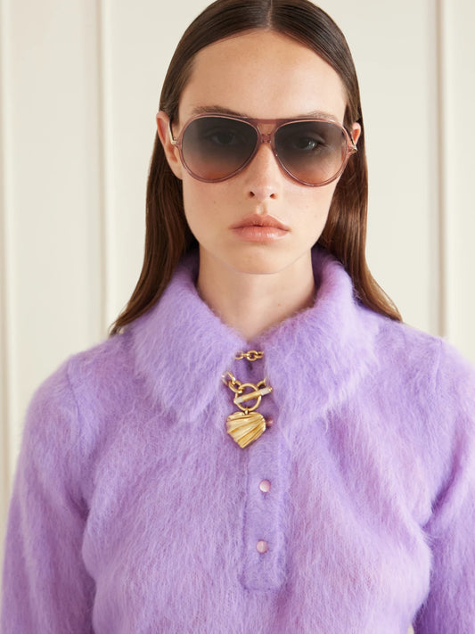 Image of Sunglasses. Product name - Tubolar Aviator-style Recycled-acetate Sunglasses in Pink colour by brand - Chloé