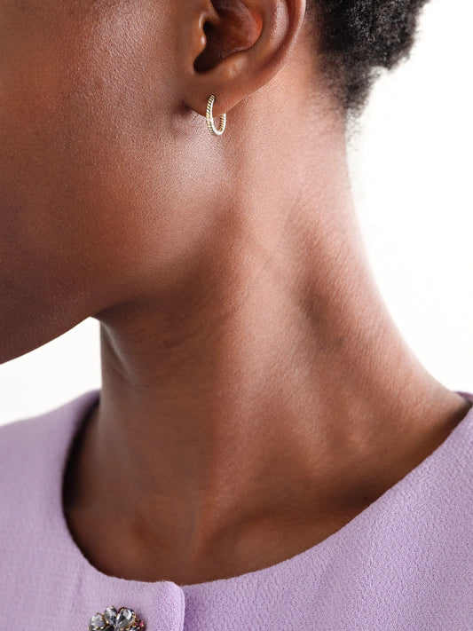 Image of Earrings. Product name - 9-karat Yellow And White Gold Diamond Hoop Earrings in Multi colour by brand - Yvonne Léon