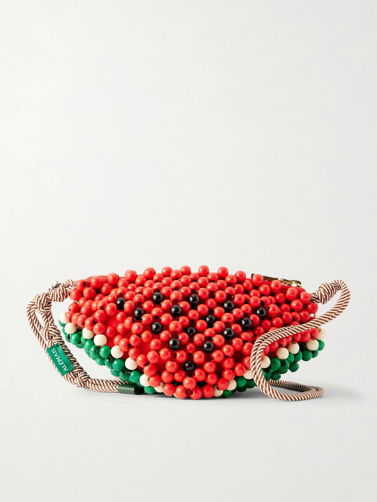 Watermelon Beaded Wood Shoulder Bag