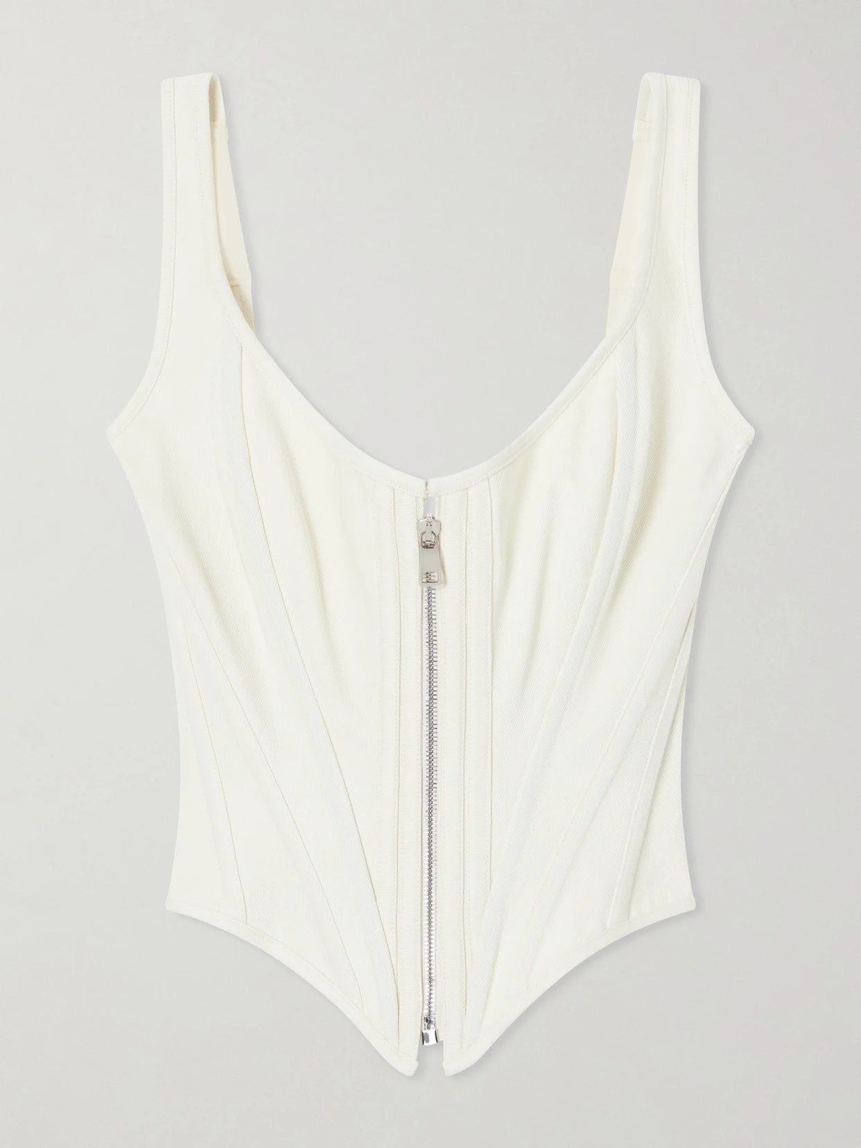 Image of Lingerie. Product name - Zip Denim Corset in Cream colour by brand - Wiederhoeft