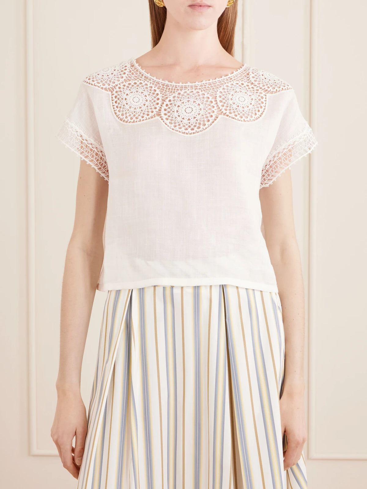 Caila Crochet-trimmed Ramie Top