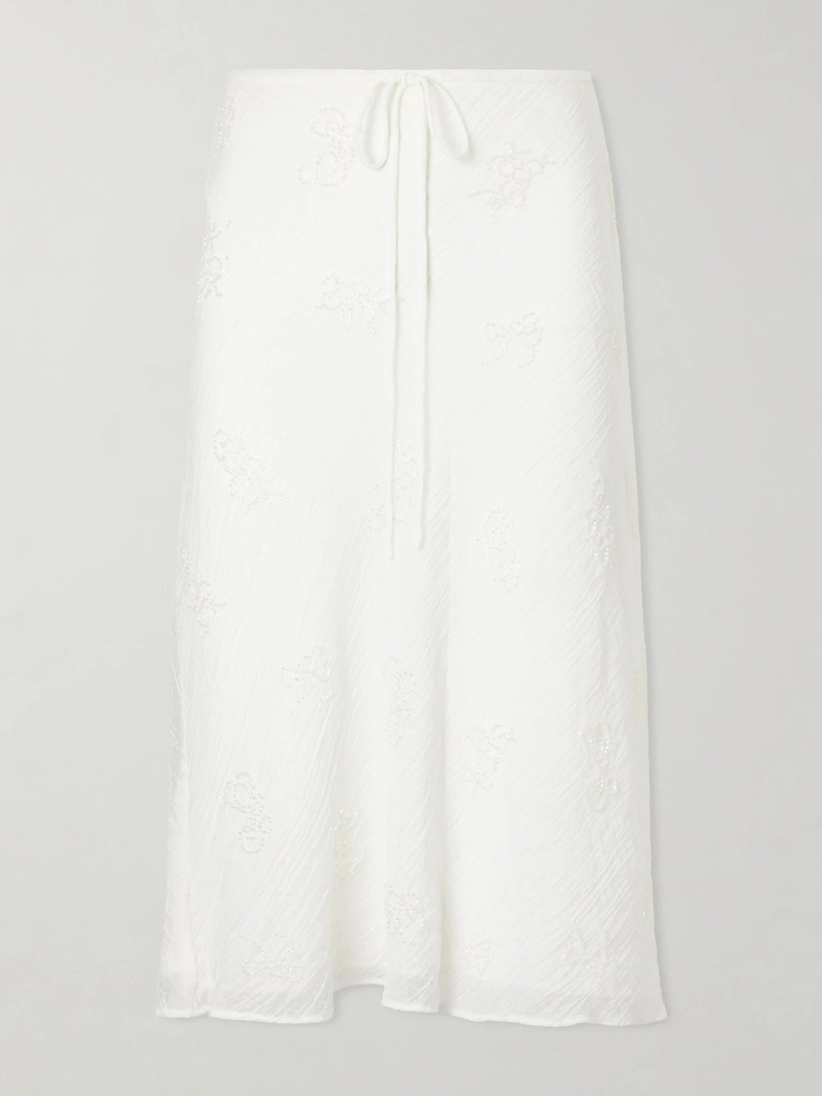 Lucia Bead-embellished Crinkled Modal-blend Organza Midi Skirt